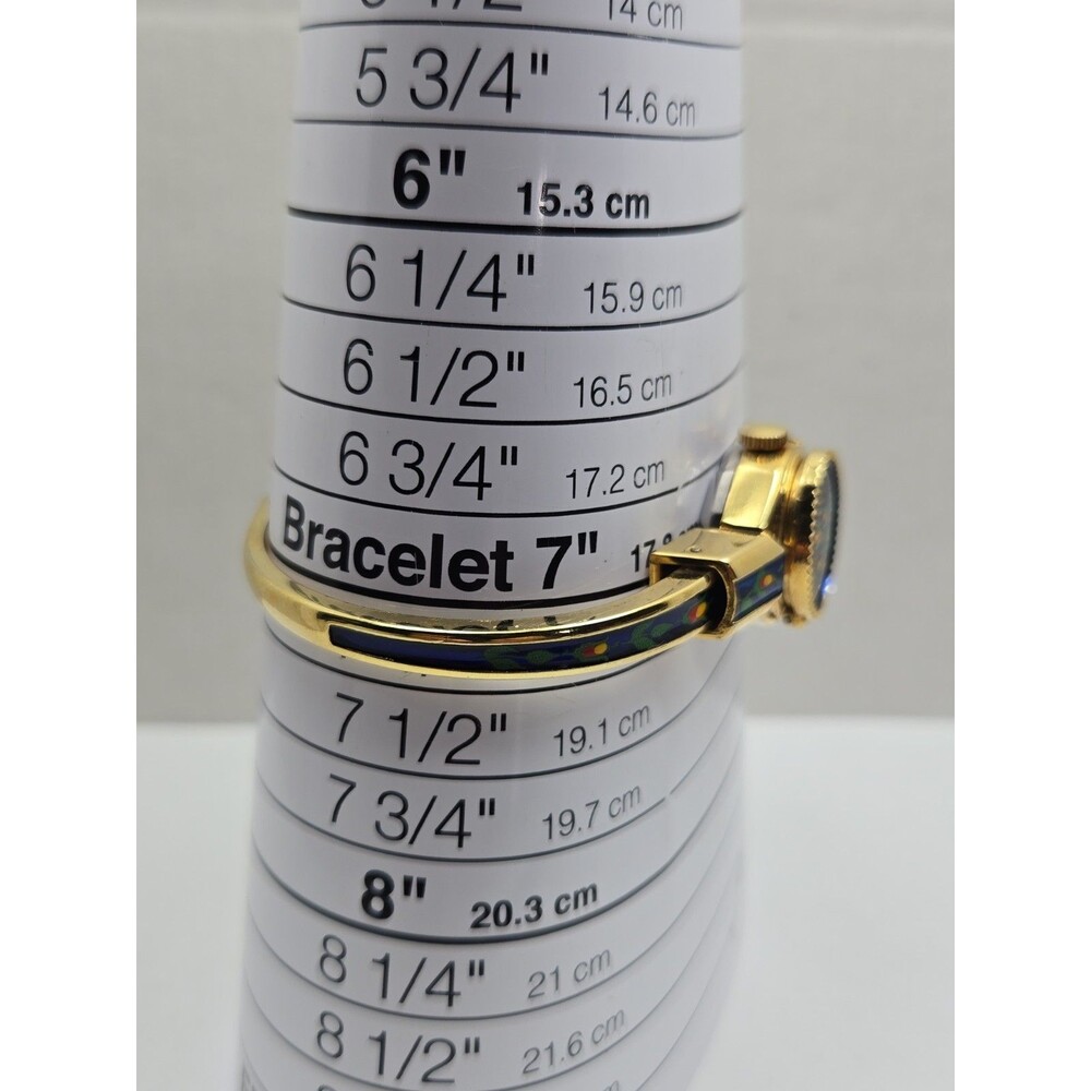 Vintage Alfex Swiss Floral Enamel Hidden Dial Bangle Manual Wind Watch Works - Picture 8 of 16